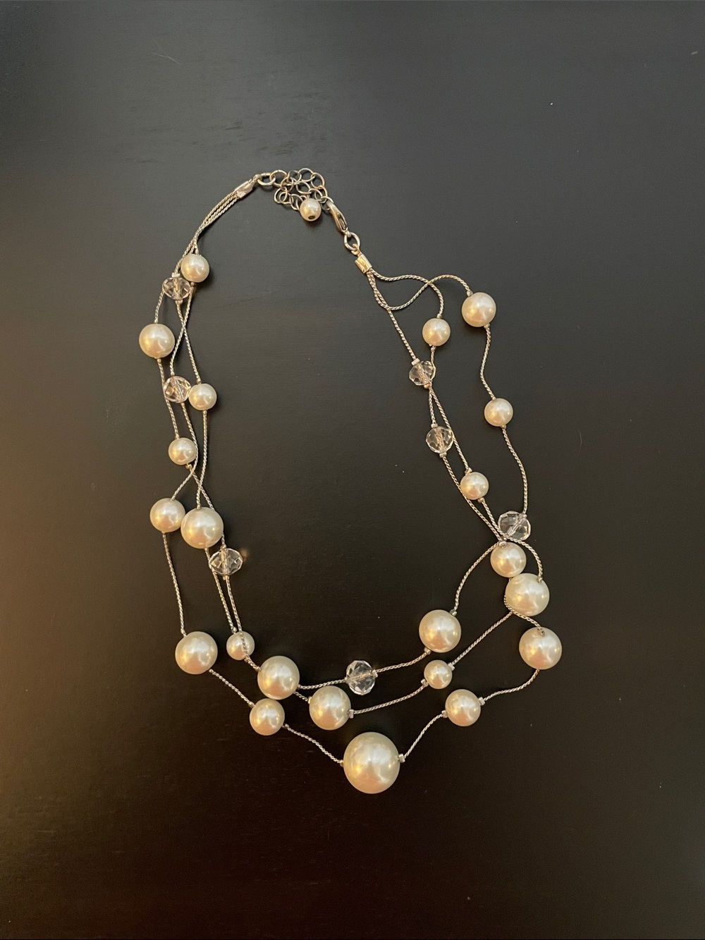 Three-Strand Faux Pearl Necklace
